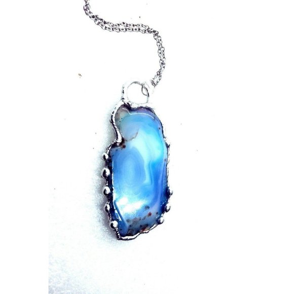 Gothic Blue agate crystal necklace - Picture 8 of 12